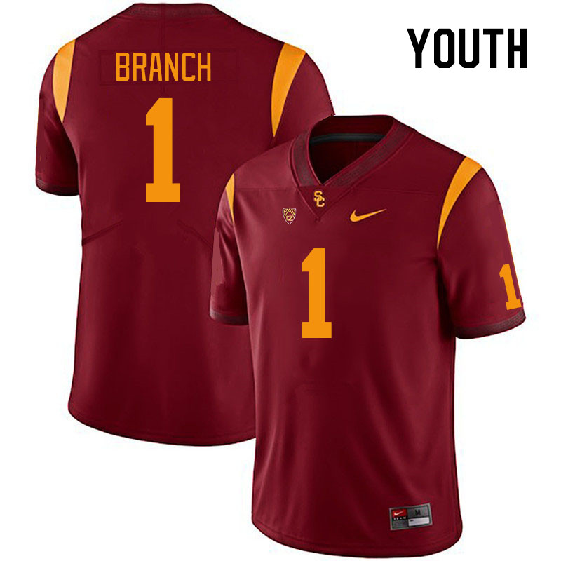 Youth #1 Zachariah Branch USC Trojans College Football Jerseys Stitched Sale-Cardinal